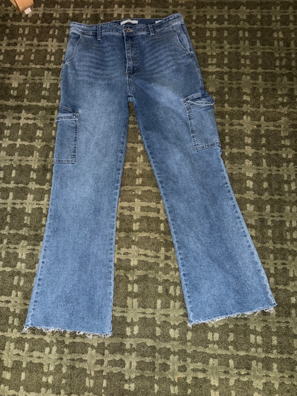 KanCan Medium Blue Cargo Flare Jeans Size 13 30 - Picture 3 of 8
